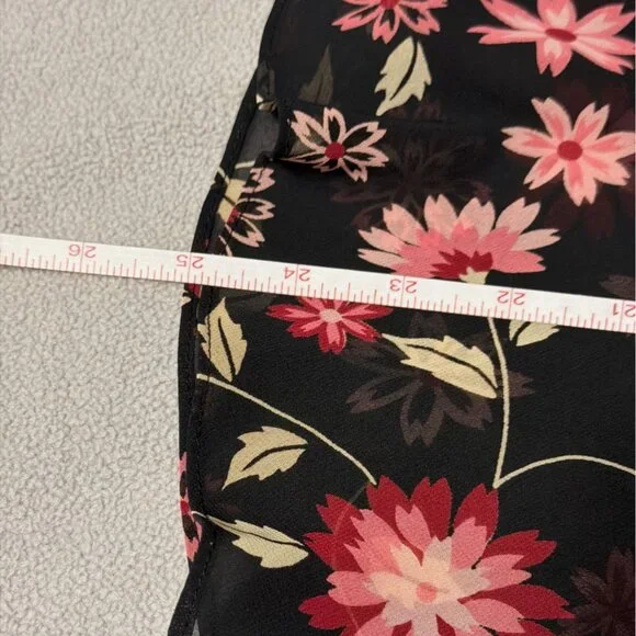 Casual Corner Annex Womens Black Floral Skirt Size 12 Chiffon Midi Lightweight - Picture 6 of 6
